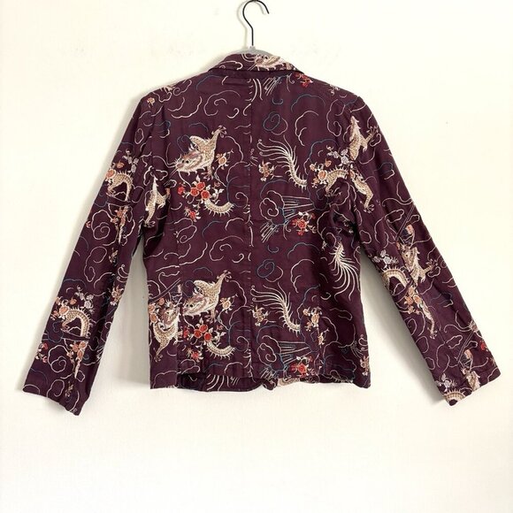 Johnny Was Purple Floral Dragon Embroidered Jacket Blazer Women’s Size Medium - Picture 9 of 11